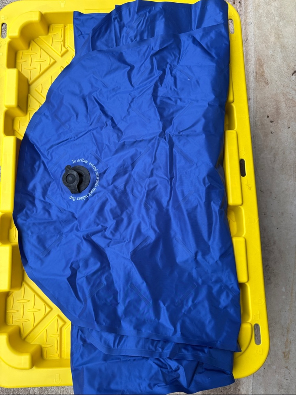 Blue Inflatable sleeping bag pad